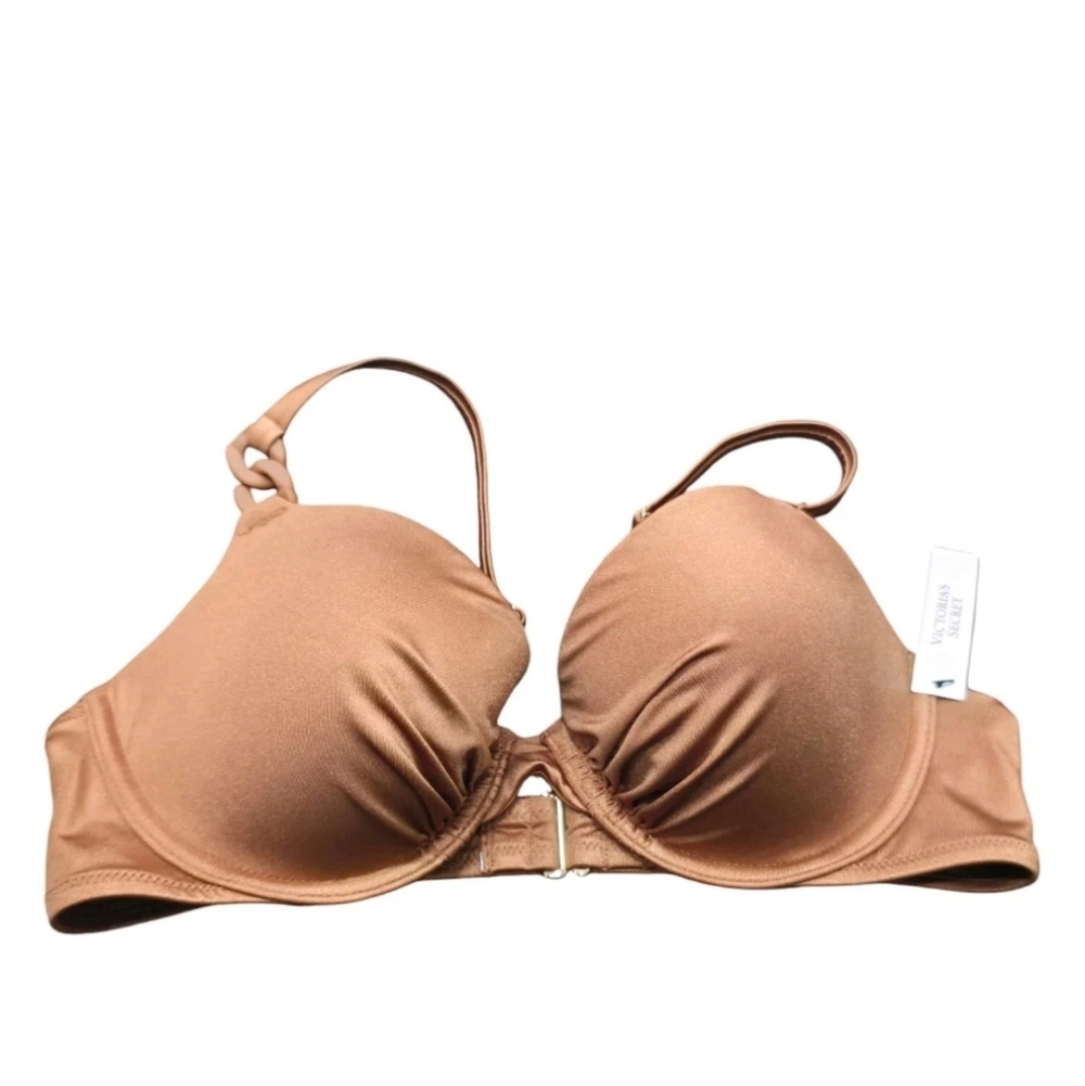 Victoria's Secret Swim Bronze Padded Bikini Top & Chain Sided 2YSV Sz 34C NWT